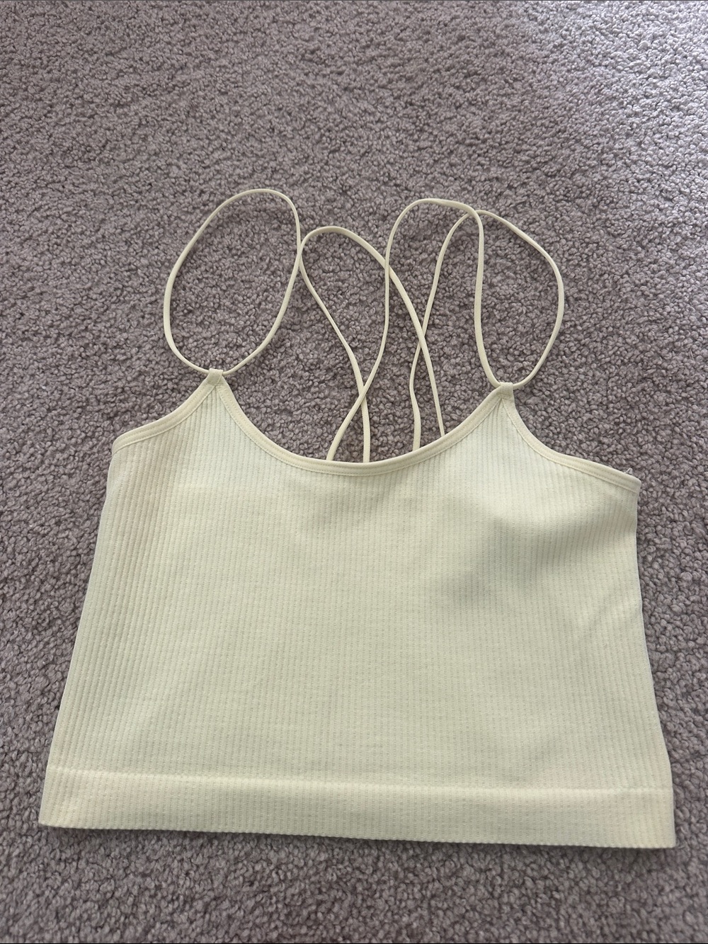 Kohl's Cream Ribbed Double-Strap Crop Camisole